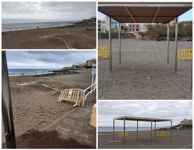 La nueva pérgola para uso de las personas con movilidad reducida en la playa de Melenara/TA.